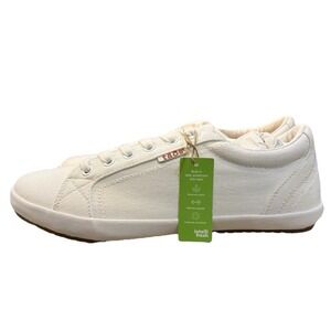 Taos Womens‎ Moc Star Sneaker Size 9.5 White Canvas Lace Up Comfy Walking Shoe